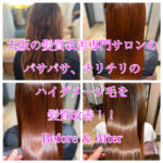 大阪の髪質改善専門サロンのパサパサ、チリチリのハイダメージ毛を髪質改善！！Before & After