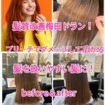 髪質改善梅田ドラン！ブリーチでダメージして広がる髪を扱いやすい髪に！before＆after!